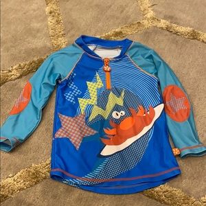8/$25 😎 Fun crabby long sleeve rashguard size 1-2